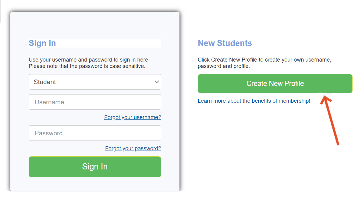 Step to create new user profile