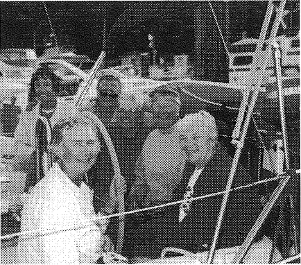 Berkeley Malm on a boat with several companions
