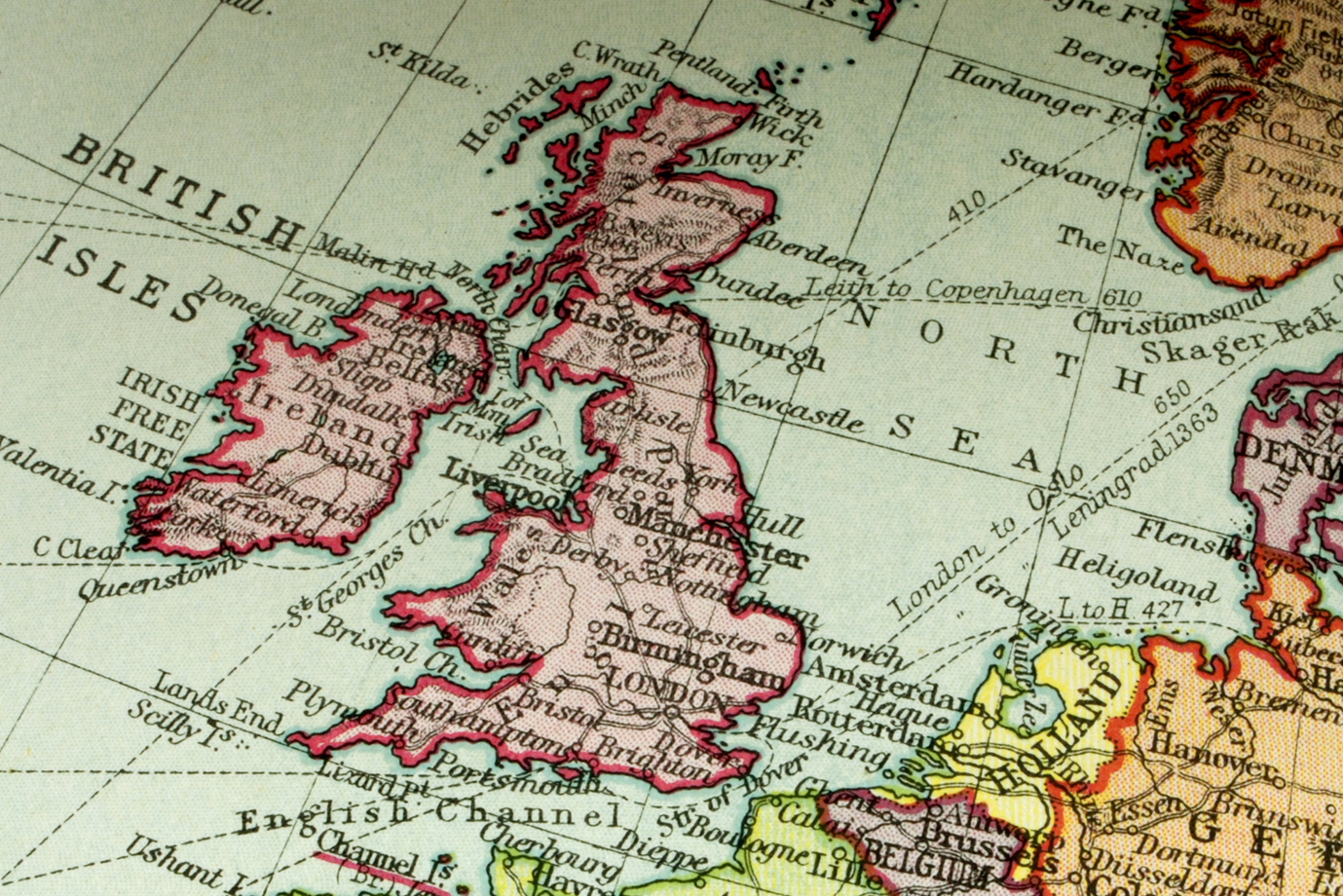 A map of Great Britain and Ireland