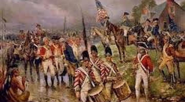 painting of an American revolution battle