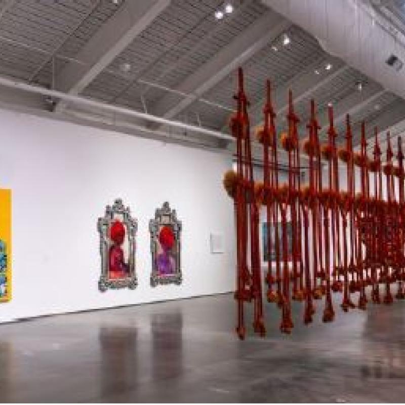 Art exhibits at a museum
