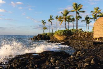 A beach scene on a Hawaiian island