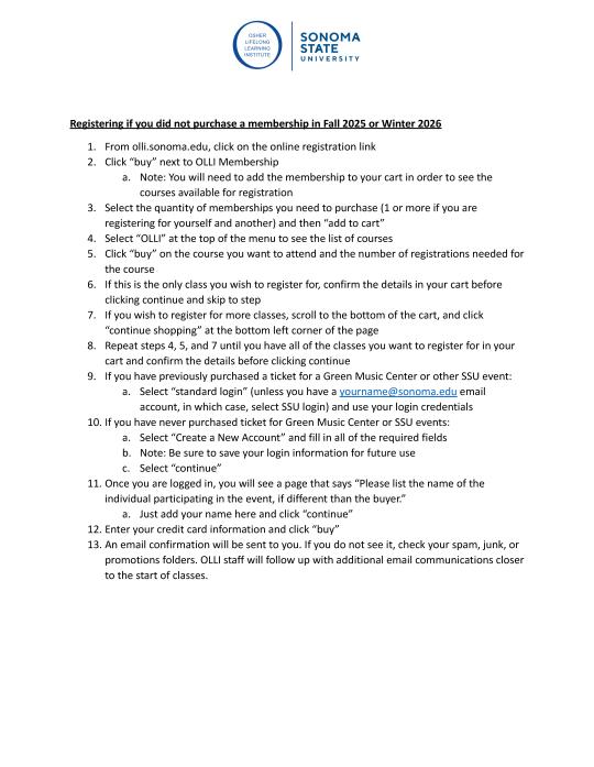 OLLI Online Course Registration Instructions